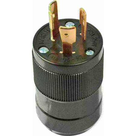 Marinco Locking Plug, L6-20P, 20 A, 250V AC, Single Phase, 2 Pole, Screw Terminals, Black 206PBL